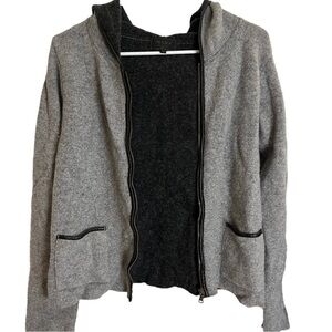 Mary made in Italy grey wool hooded zip up minimalist jacket size medium